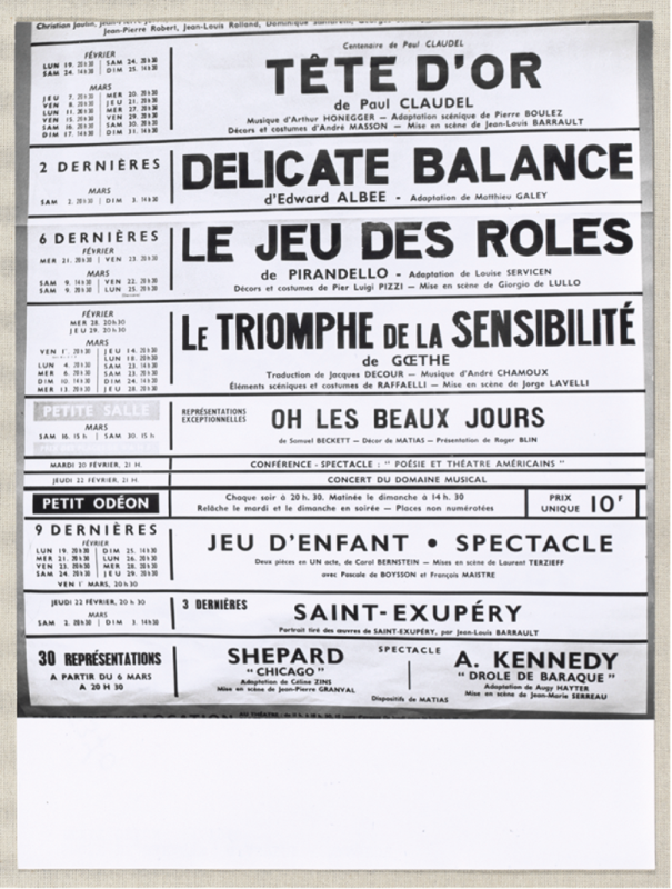 Figure 1. The Odéon Theatre billboard February-March 1968.