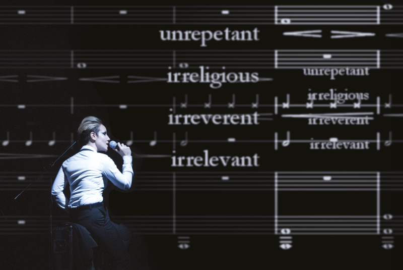 Figures 4 & 5: 4.48 Psychosis di Sarah Kane in forma di “Sinfonia per voce sola” (2018) by Enrico Frattaroli. Photo: Enrico Frattaroli.