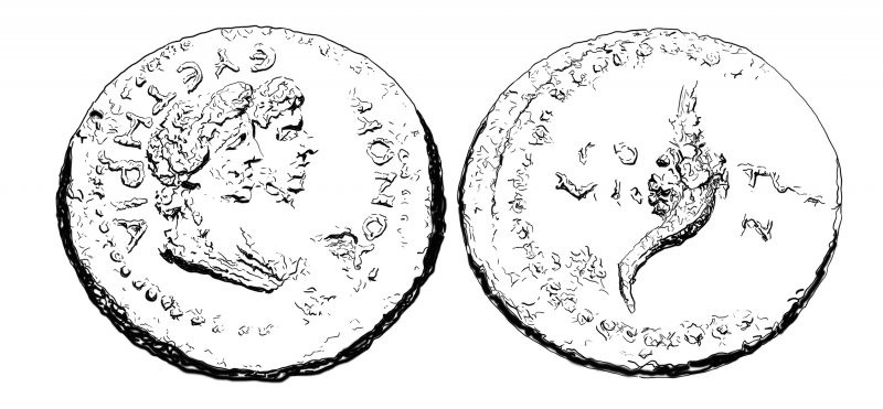 Figura 3: Moneda de Tomi con la leyenda de Abundancia y Concordia 