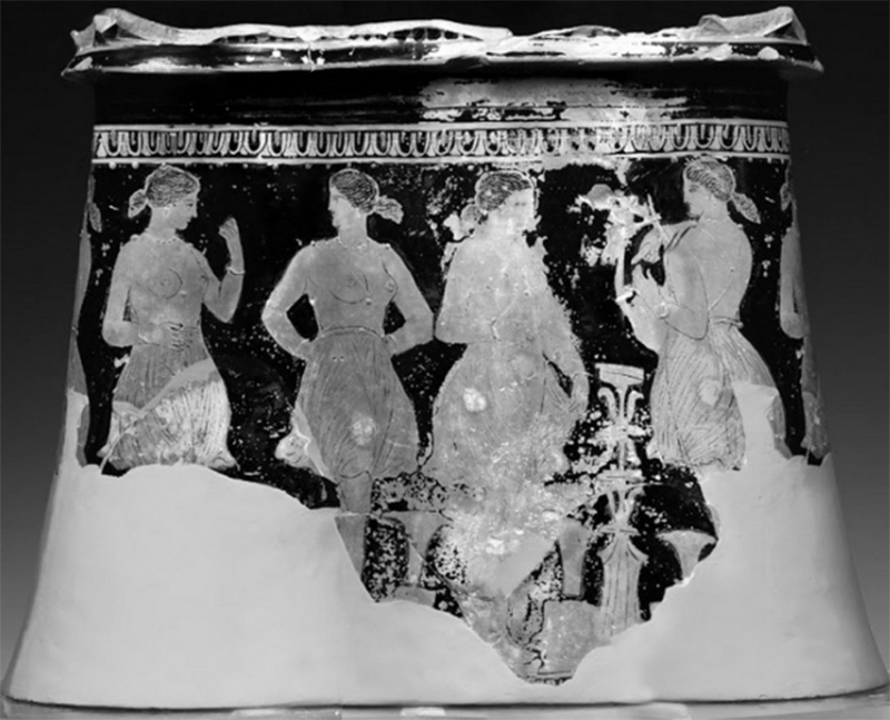 Lébès attique fragmentaire à figures rouges, 370-360 av. J.-C., Athènes, Musée archéologique national, inv. 12894. D’après Lee (2014, p. 139, fig. 5.6) (DR).