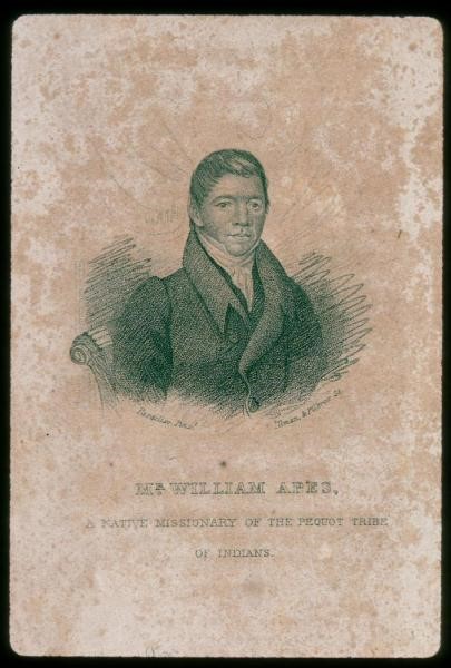 Portrait de William Apess, lithographie effectuée d’après une peinture de John Paradise, reproduite en frontispice à la version de 1831 de A Son of the Forest