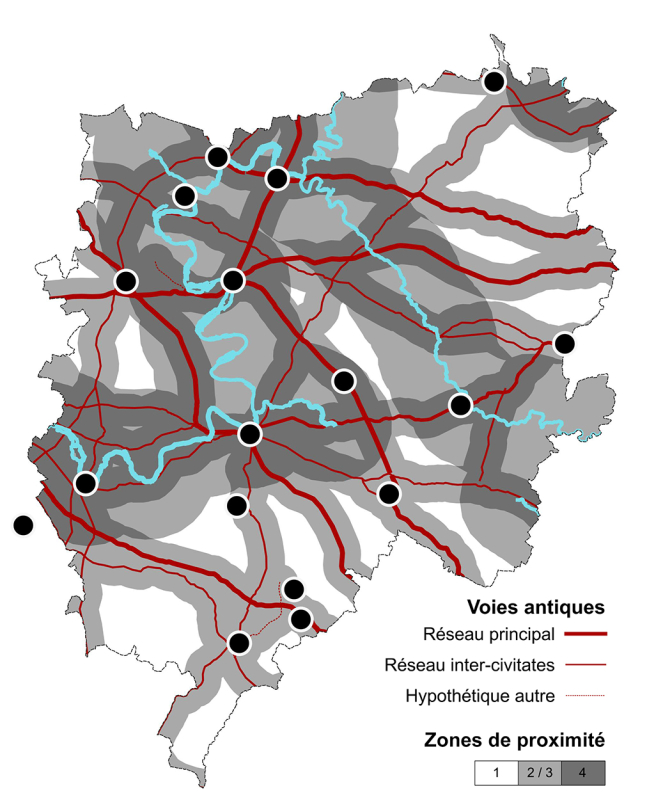Figure 8 : Carte de cumul des proximités réseaux viaires et hydrographiques.