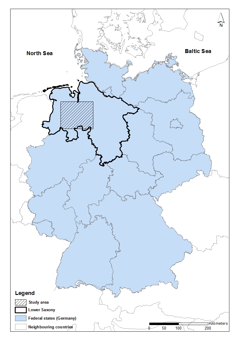 Figure 1. Study area within Lower Saxony, Germany.